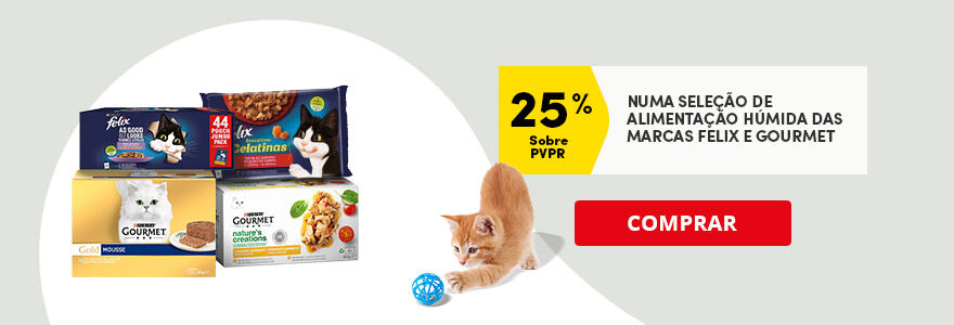 25% nas marcas Felix e Gourmet